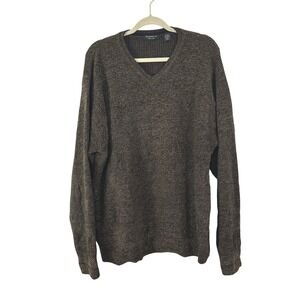 Vintage Segreto Sweater Mens XL Made in Italy Brown Wool Rayon Blend Luxury Knit